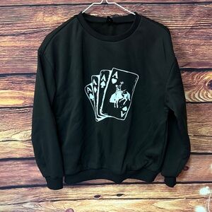 SHEIN Black Playing Card Graphic Sweatshirt Ace